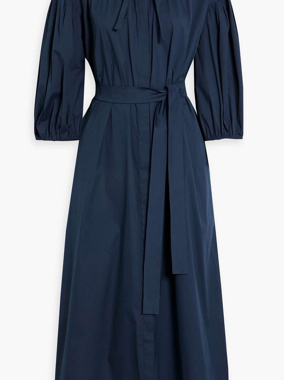 canto gathered cotton-blend poplin midi dress