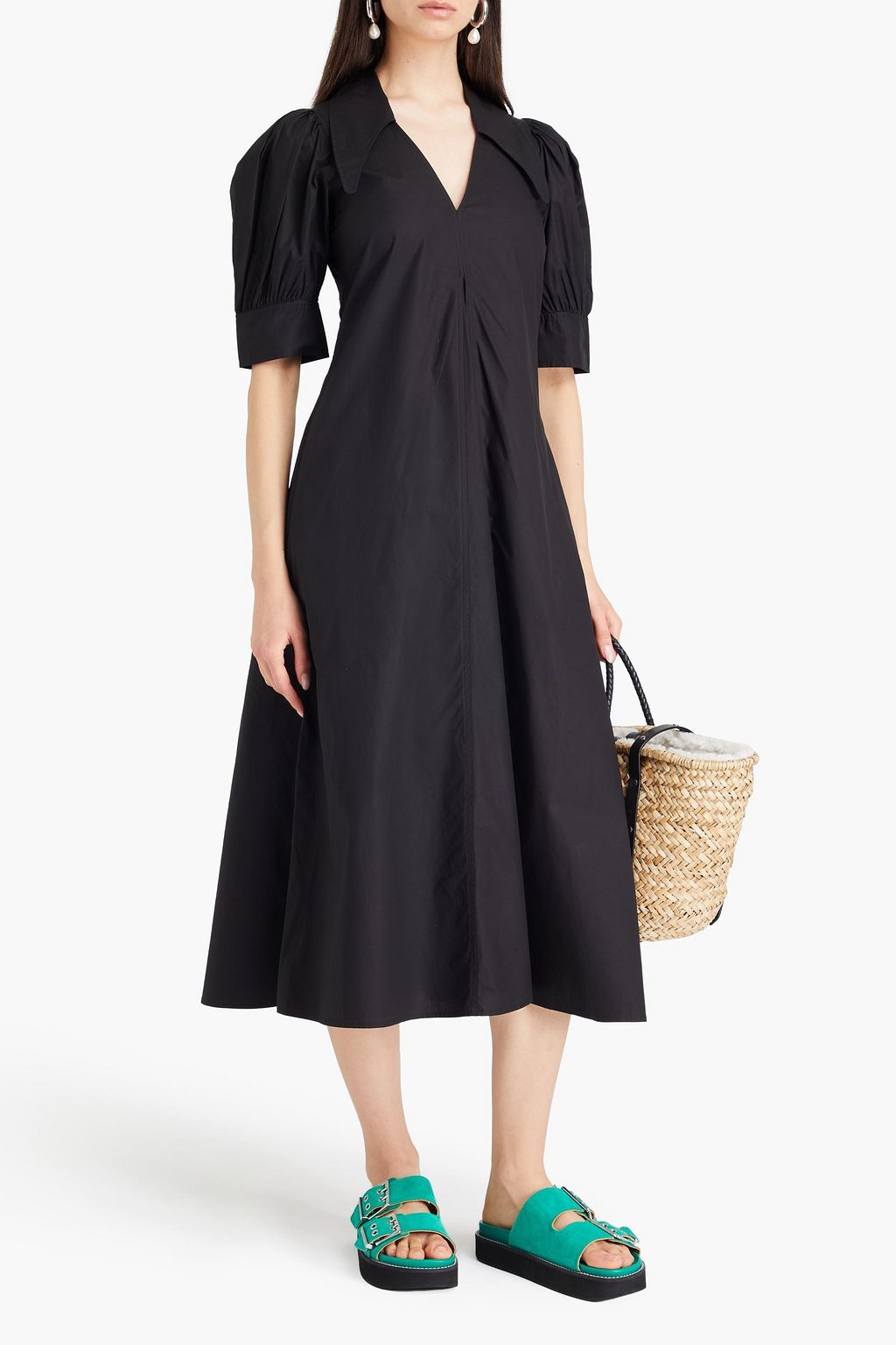 GANNI Cotton-poplin midi dress