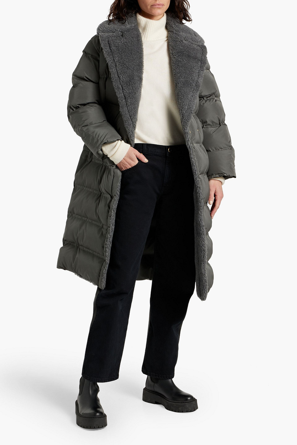 Max Mara Frisia Quilted Shell Coat In Anthracite