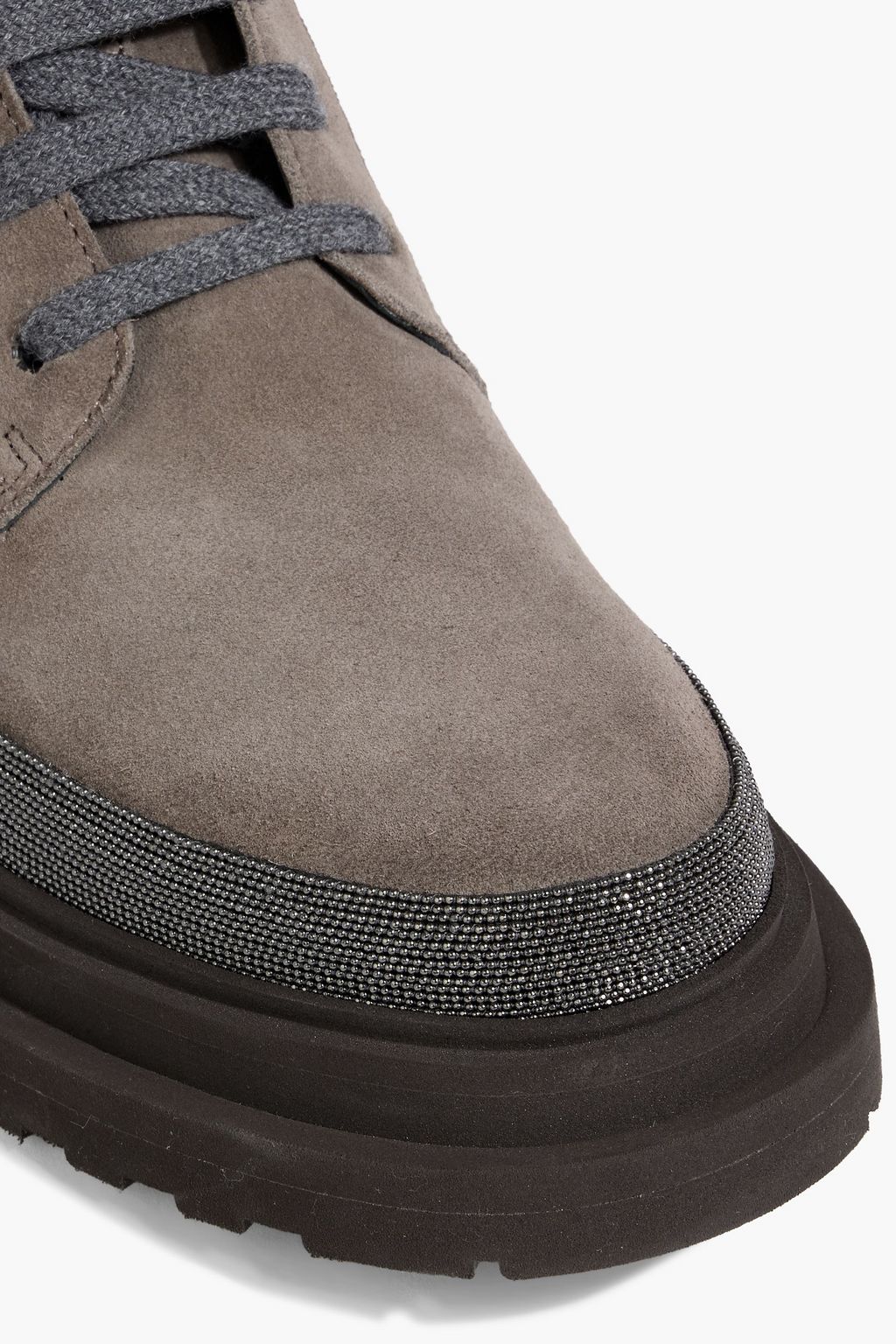 BRUNELLO CUCINELLI Bead-embellished suede combat boots