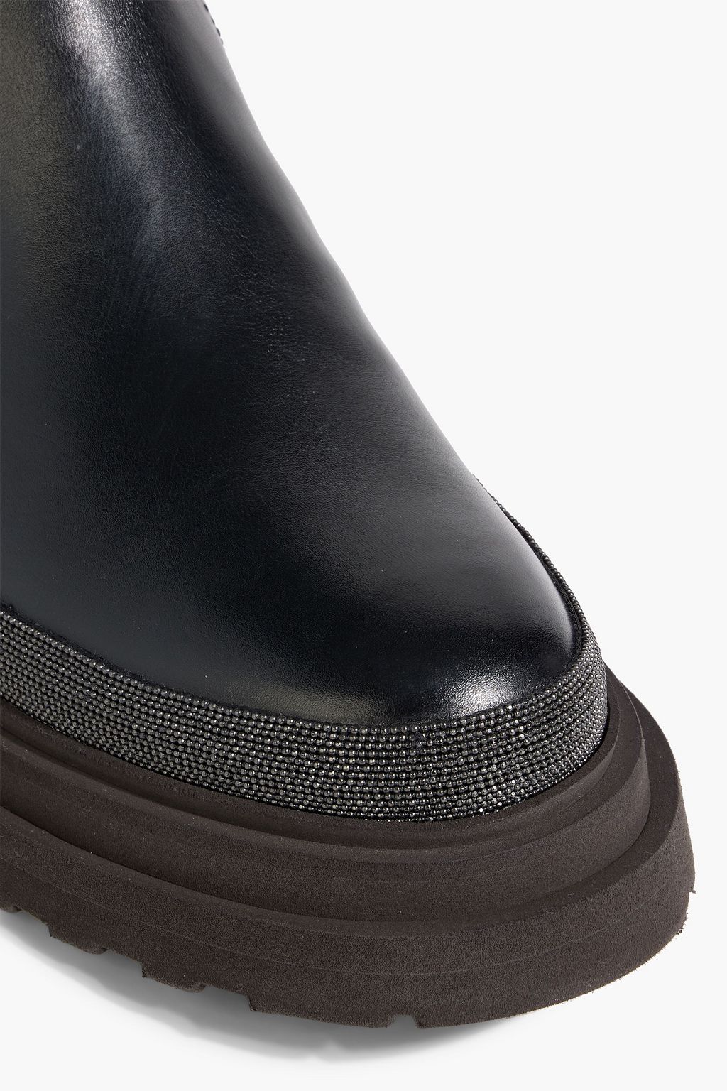 BRUNELLO CUCINELLI Bead-embellished leather Chelsea boots