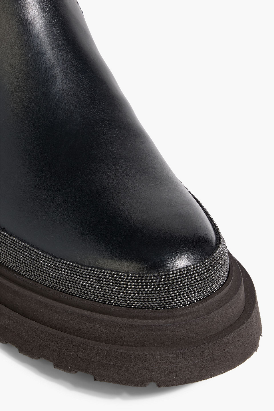 Brunello Cucinelli Chunky Sole Ankle Boots With Contrast Stitching In Black