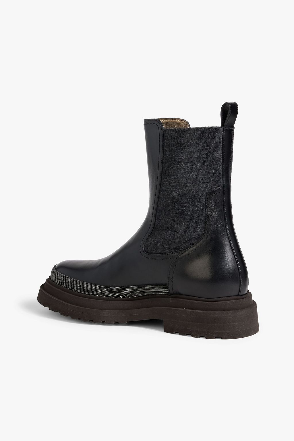 BRUNELLO CUCINELLI Bead-embellished leather Chelsea boots