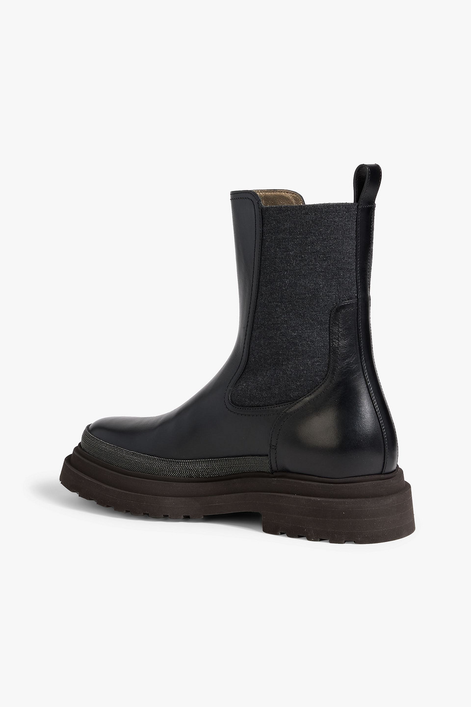 Brunello Cucinelli Chunky Sole Ankle Boots With Contrast Stitching In Black