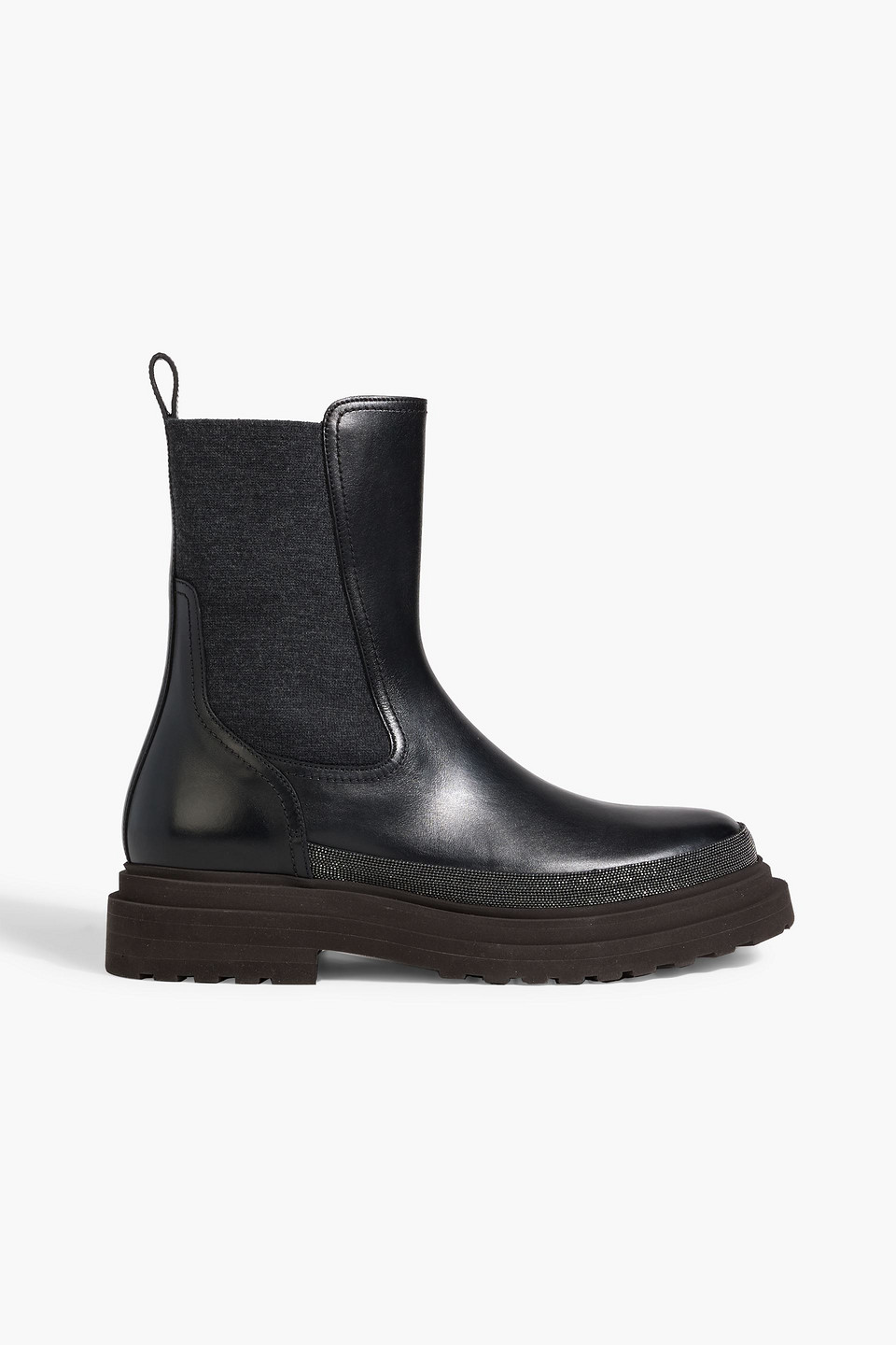 Brunello Cucinelli Chunky Sole Ankle Boots With Contrast Stitching In Black