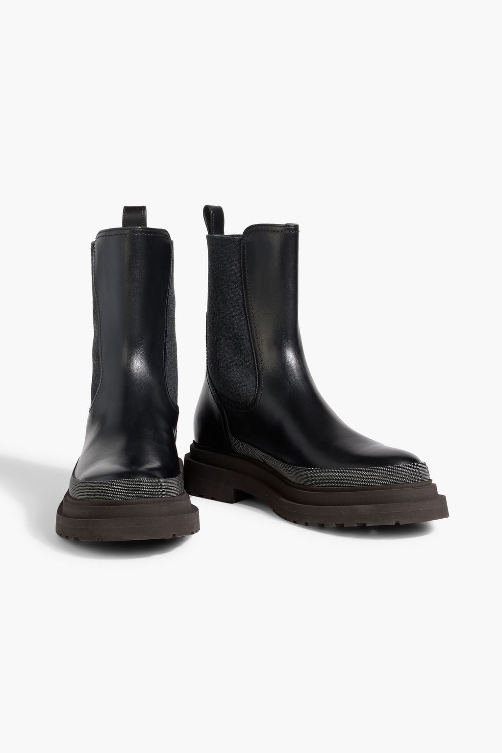 BRUNELLO CUCINELLI Bead-embellished leather Chelsea boots