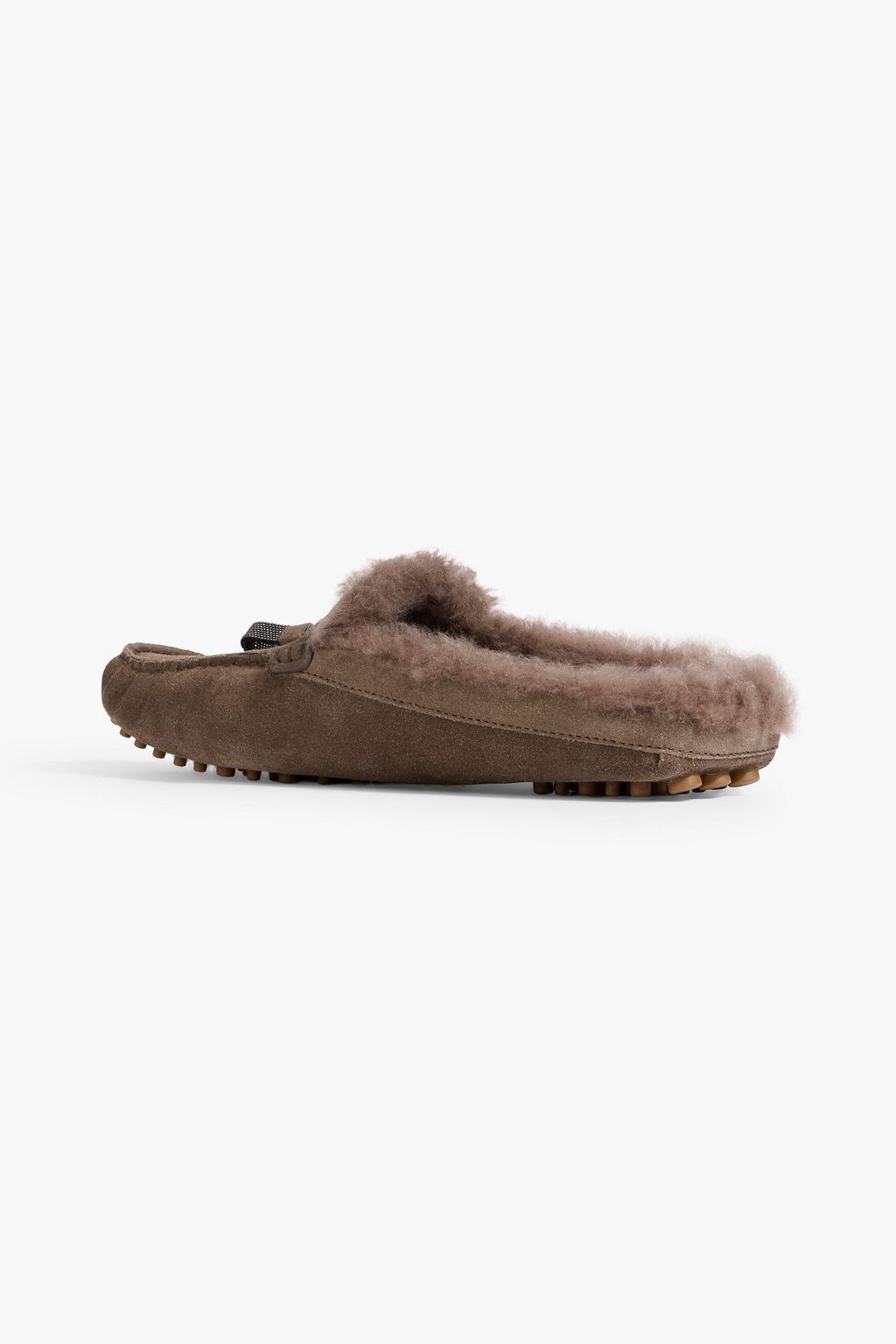 BRUNELLO CUCINELLI Bead-embellished shearling slippers