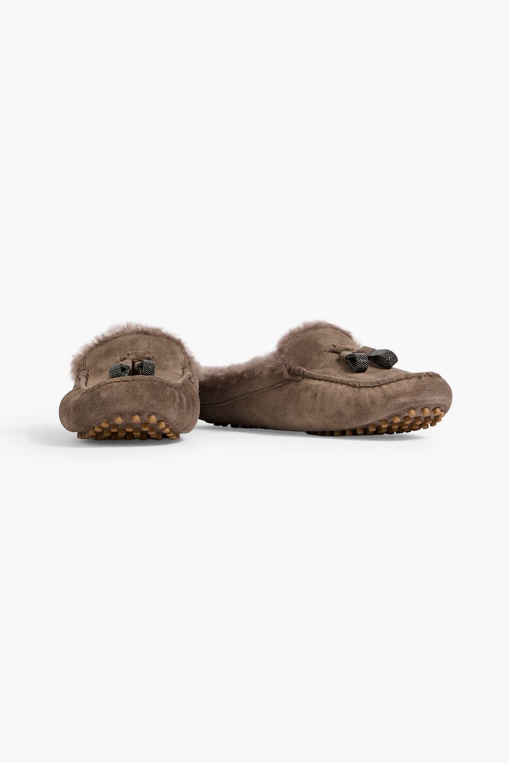 BRUNELLO CUCINELLI Bead-embellished shearling slippers