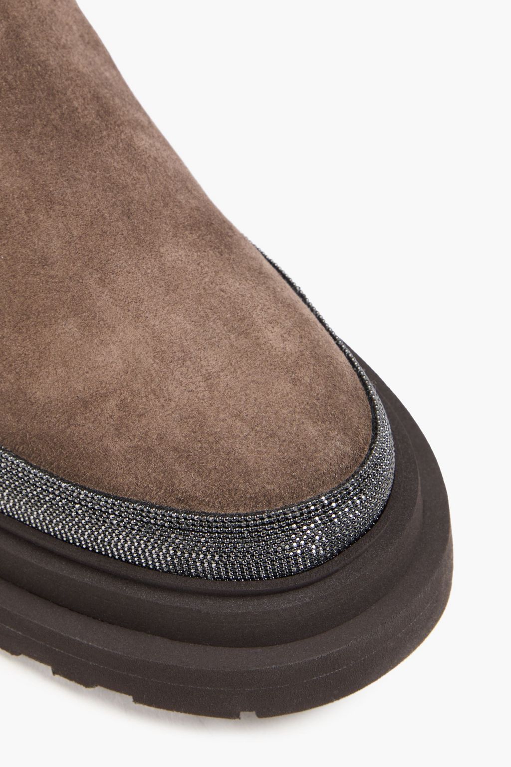 BRUNELLO CUCINELLI Bead-embellished suede Chelsea boots