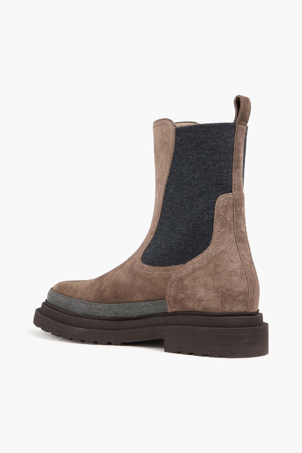BRUNELLO CUCINELLI Bead-embellished suede Chelsea boots