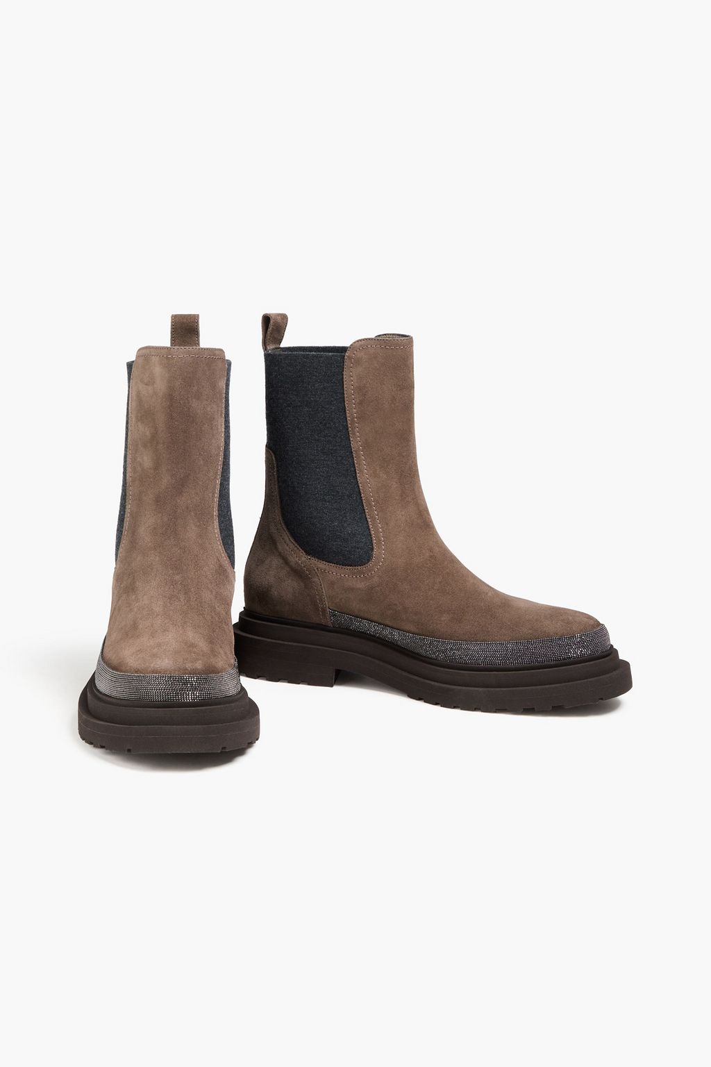BRUNELLO CUCINELLI Bead-embellished suede Chelsea boots