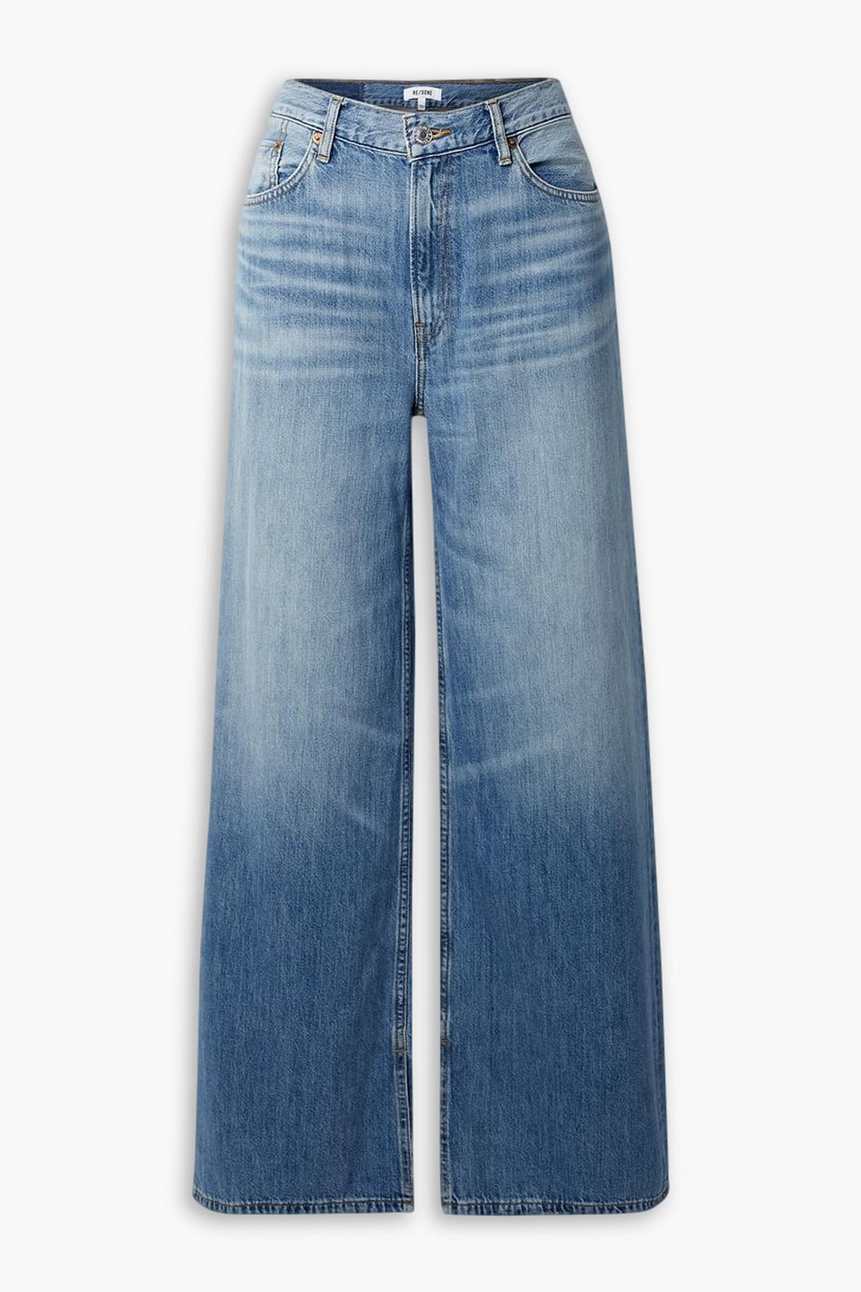 RE/DONE VINTAGE FLOW FADED HIGH-RISE WIDE-LEG JEANS