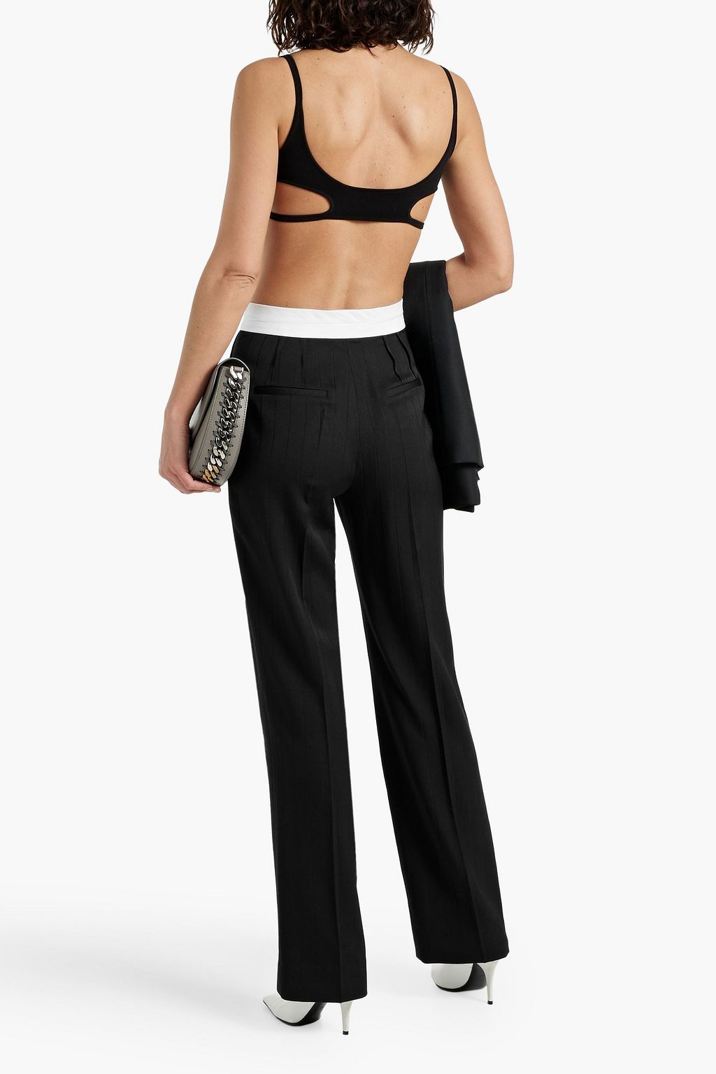 VICTORIA BECKHAM Wool-jacquard straight-leg pants