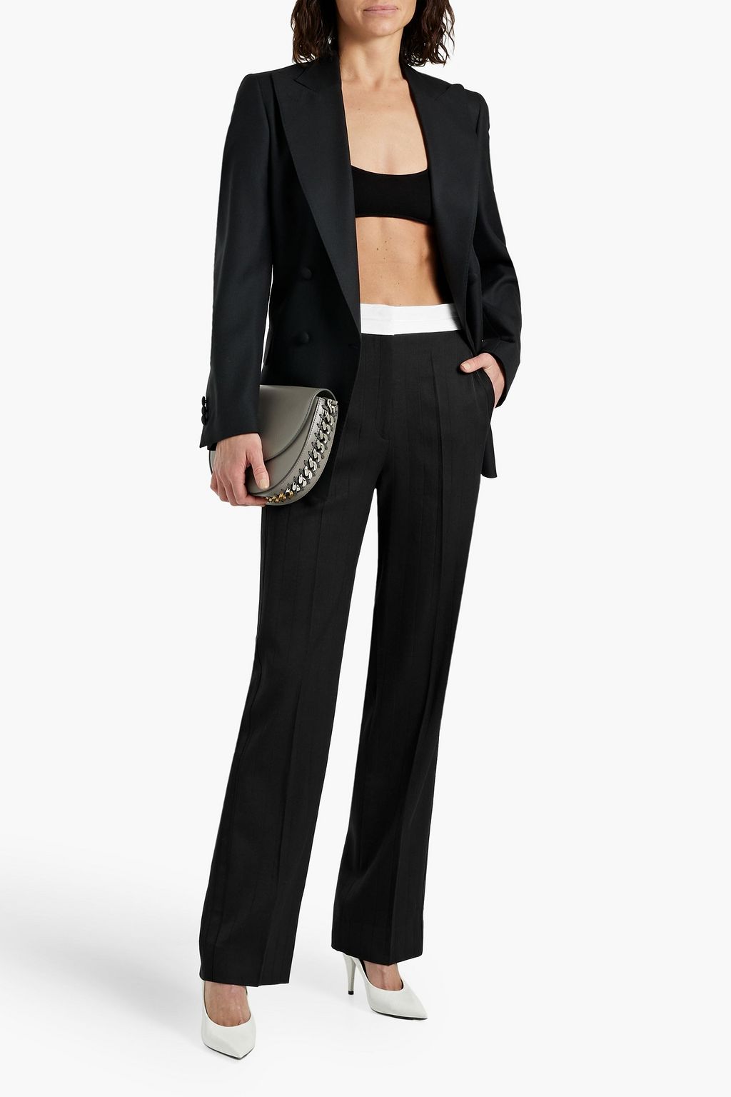 VICTORIA BECKHAM Wool-jacquard straight-leg pants