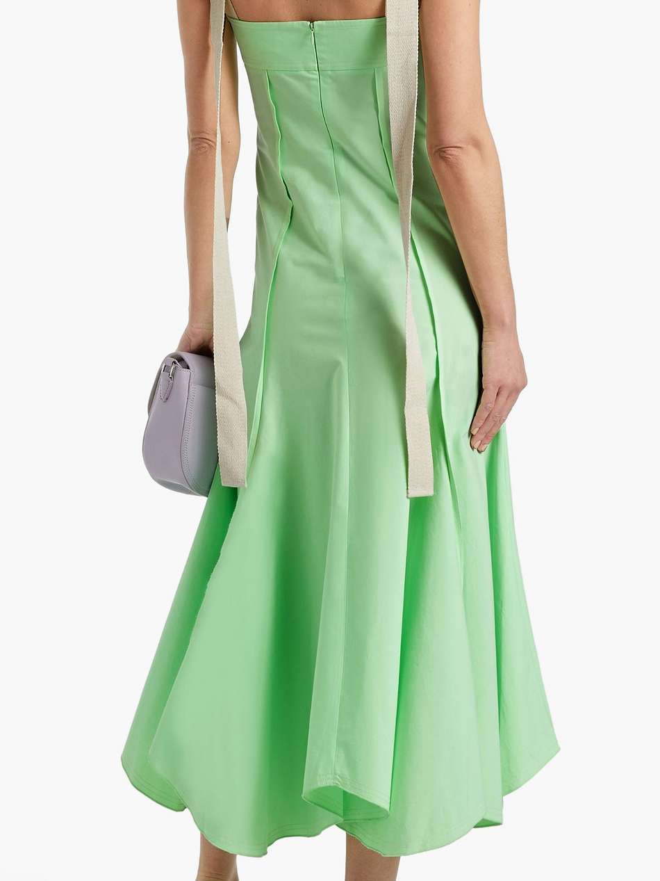 canvas-trimmed cotton-blend poplin midi dress