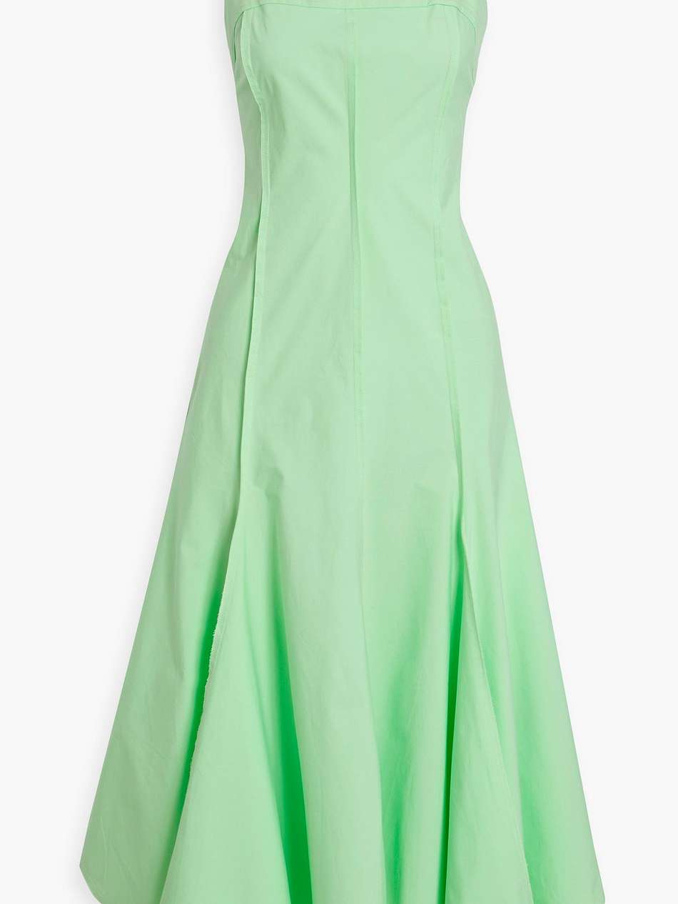 canvas-trimmed cotton-blend poplin midi dress