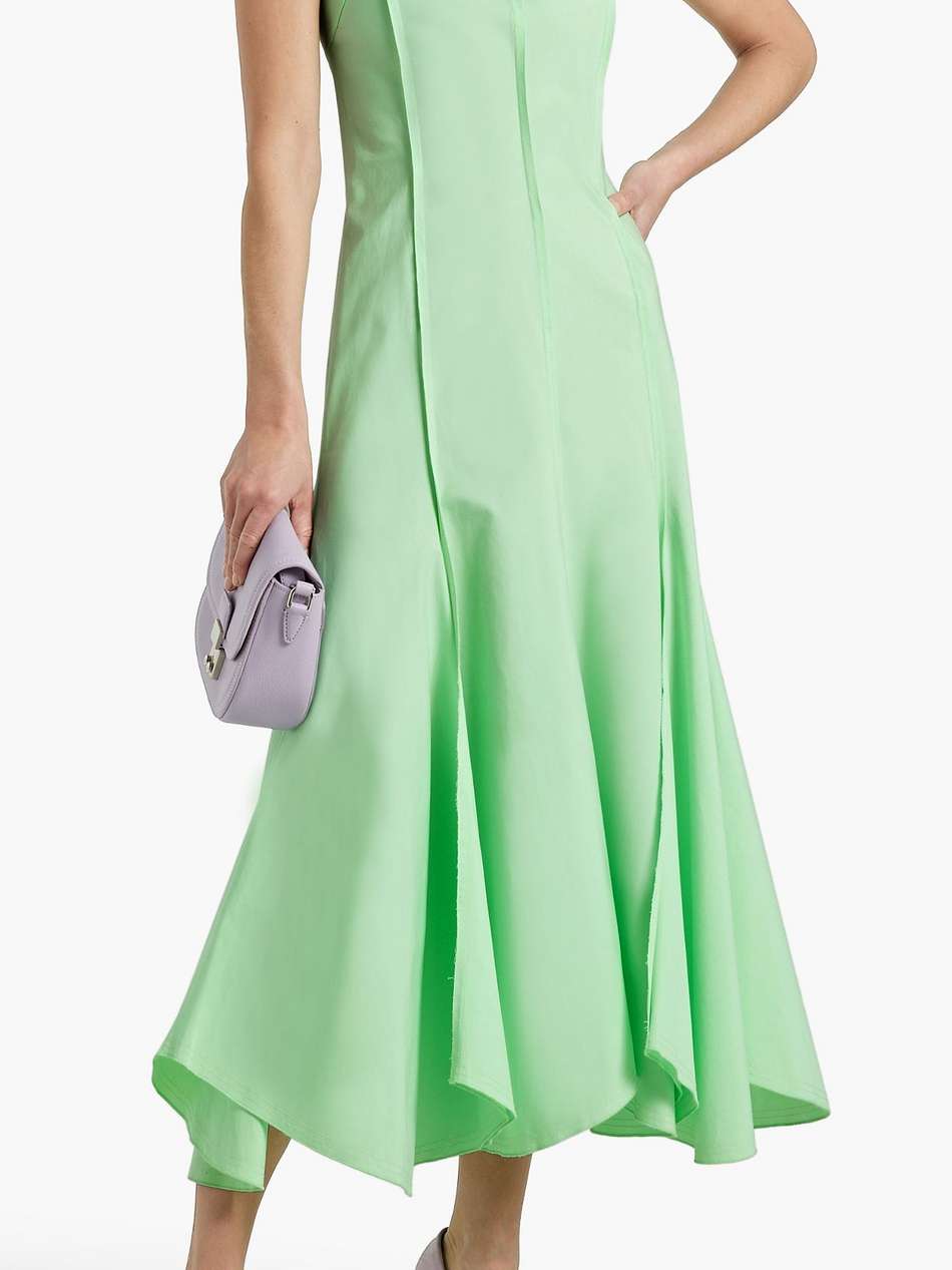 canvas-trimmed cotton-blend poplin midi dress
