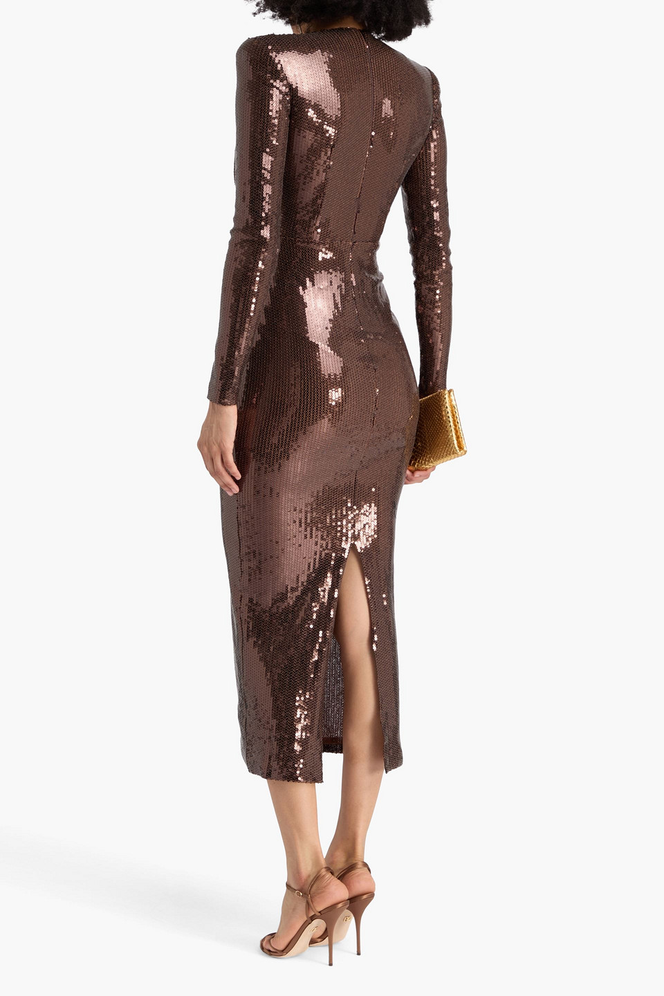  Alex Perry - Gerafftes Maxikleid Aus Tüll Mit Pailletten - Braun - Uk 4 