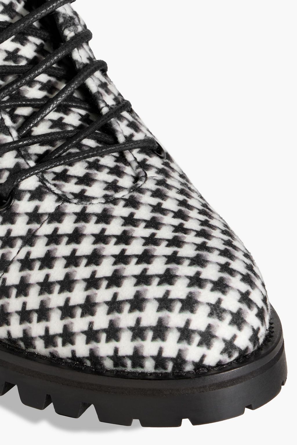 JIMMY CHOO Cruz embellished houndstooth felt combat boots
