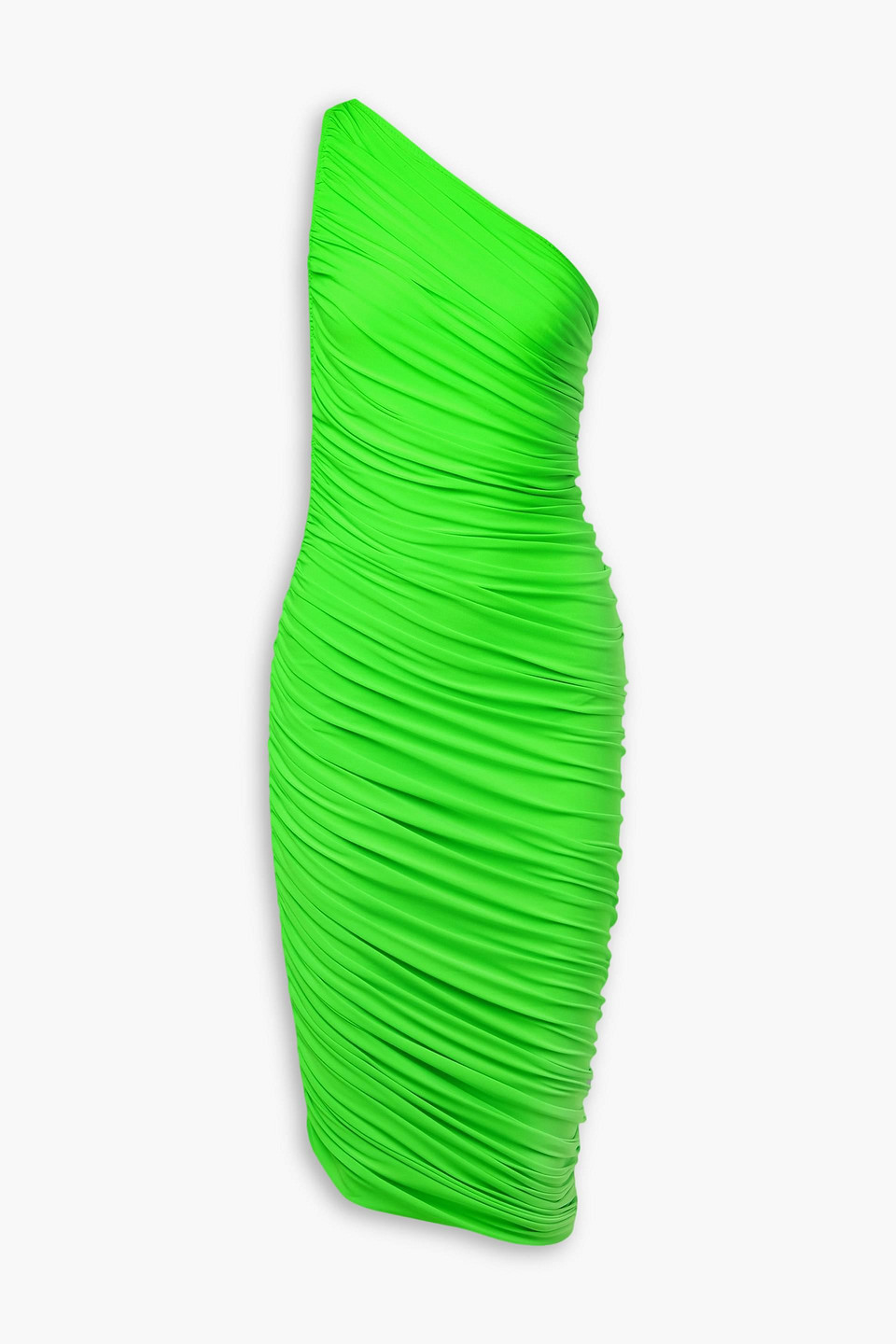 Omo By Norma Kamali Diana One-shoulder Ruched Stretch-jersey Dress In Bright Green