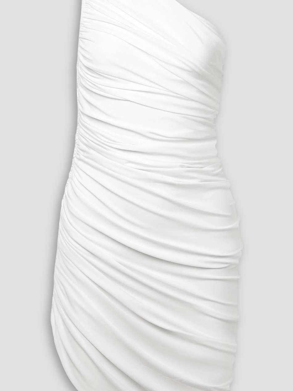 diana one-shoulder ruched stretch-jersey mini dress