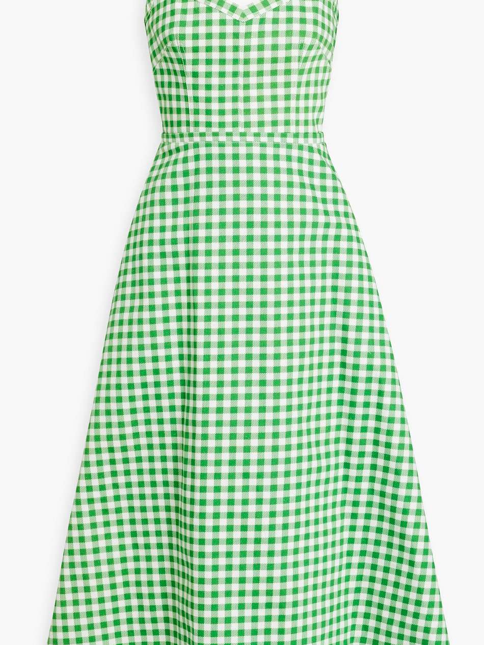 elvita gingham cotton-twill midi dress