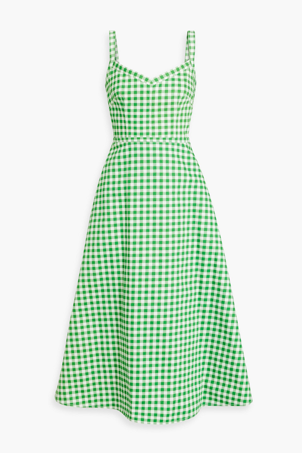 Emilia Wickstead Elvita Gingham Cotton-twill Midi Dress In Green