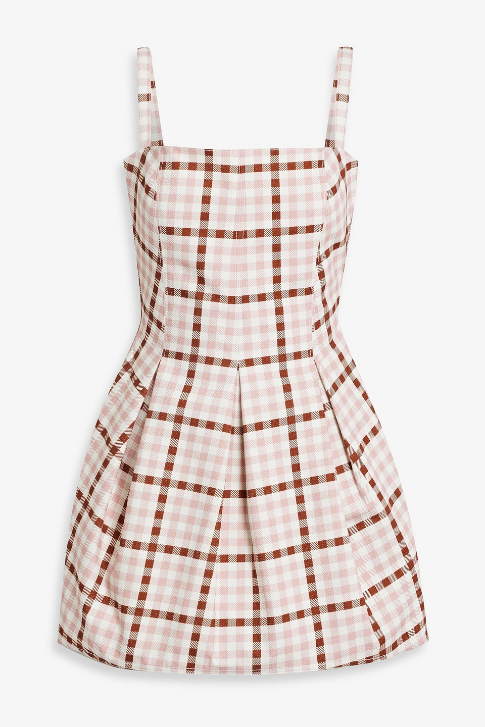 Emilia Wickstead Eris Pleated Gingham Cotton-twill Mini Dress In Baby Pink