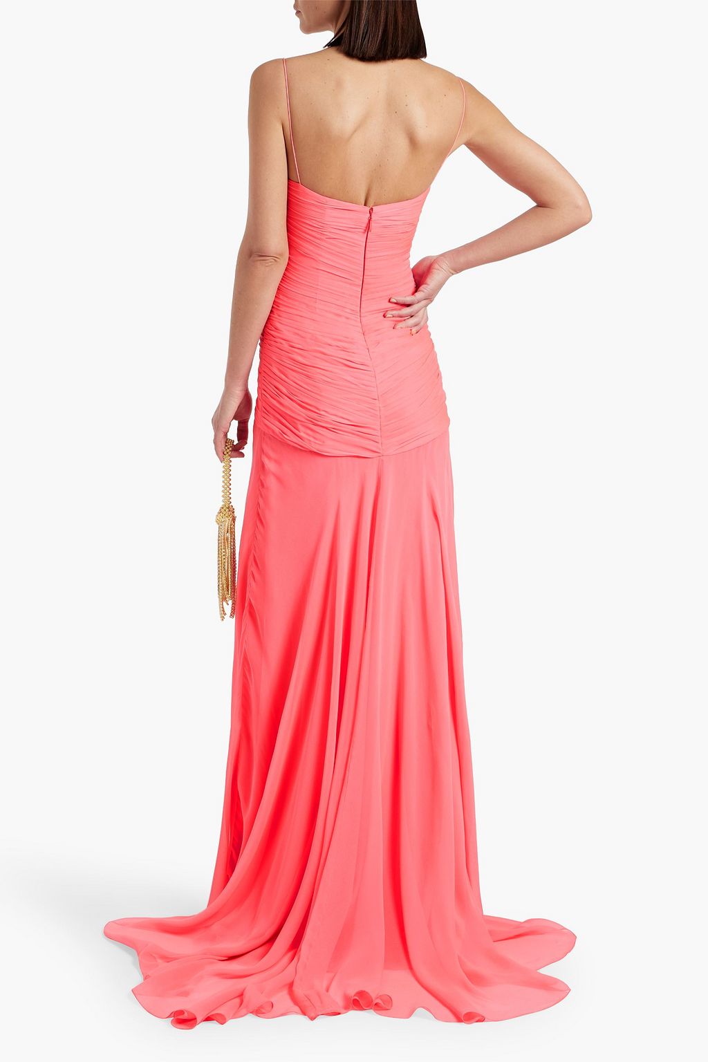 MONIQUE LHUILLIER Ruched silk-chiffon gown