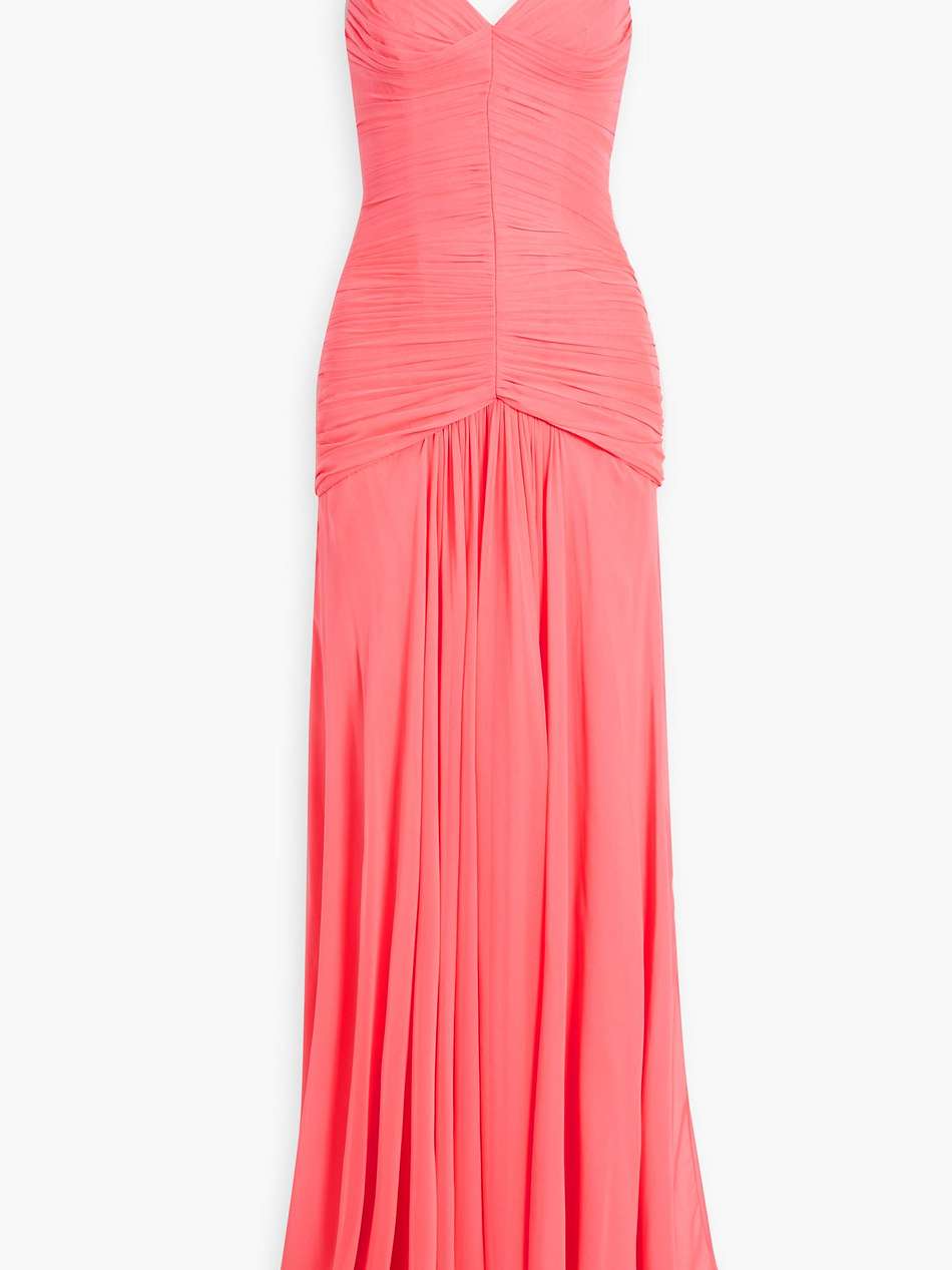 ruched silk-chiffon gown