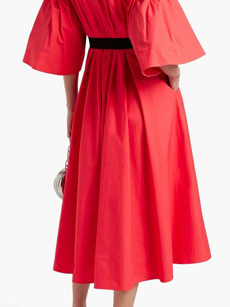 electra woven cotton-poplin midi dress