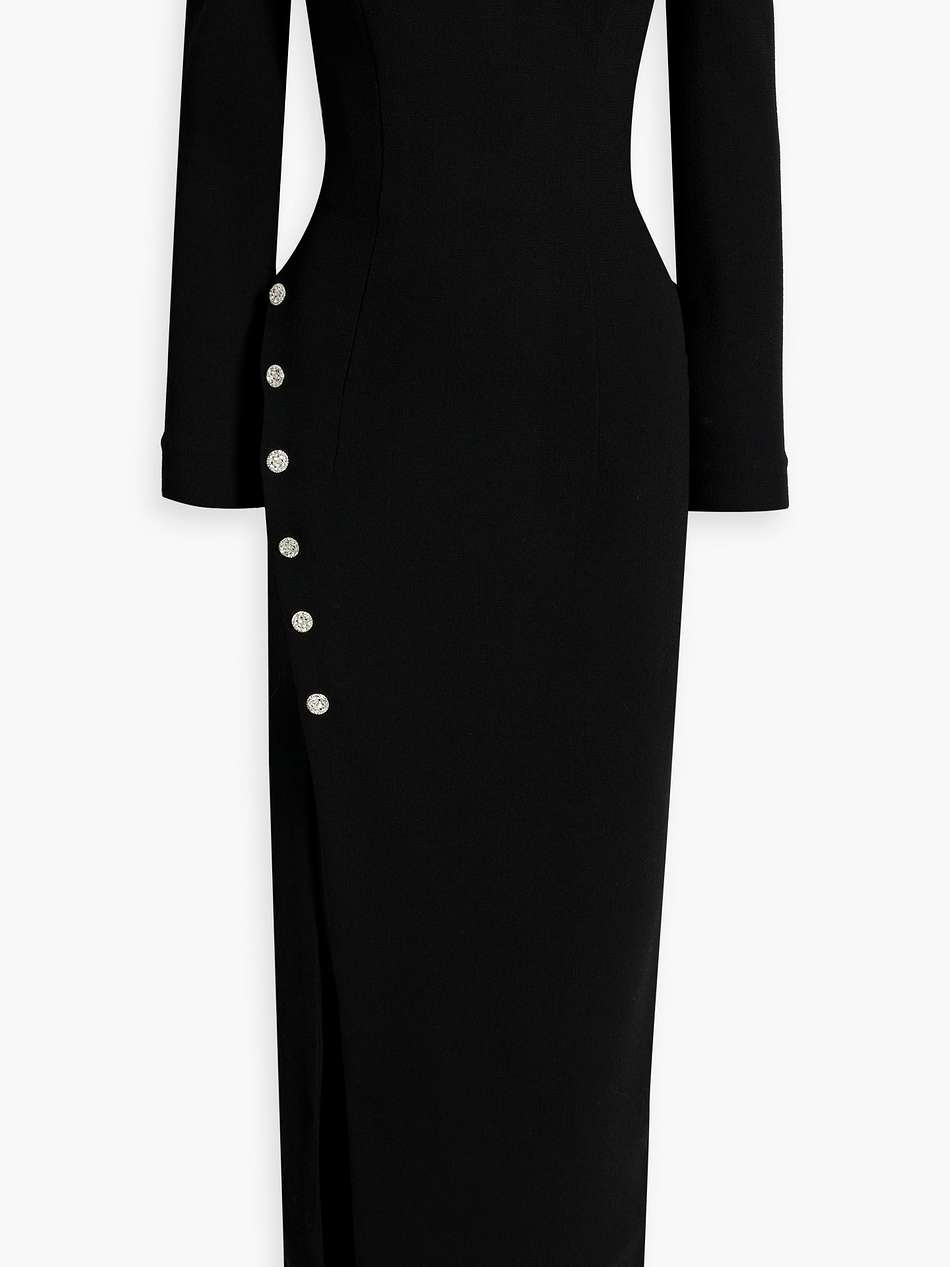 off-the-shoulder wool-crepe maxi dress