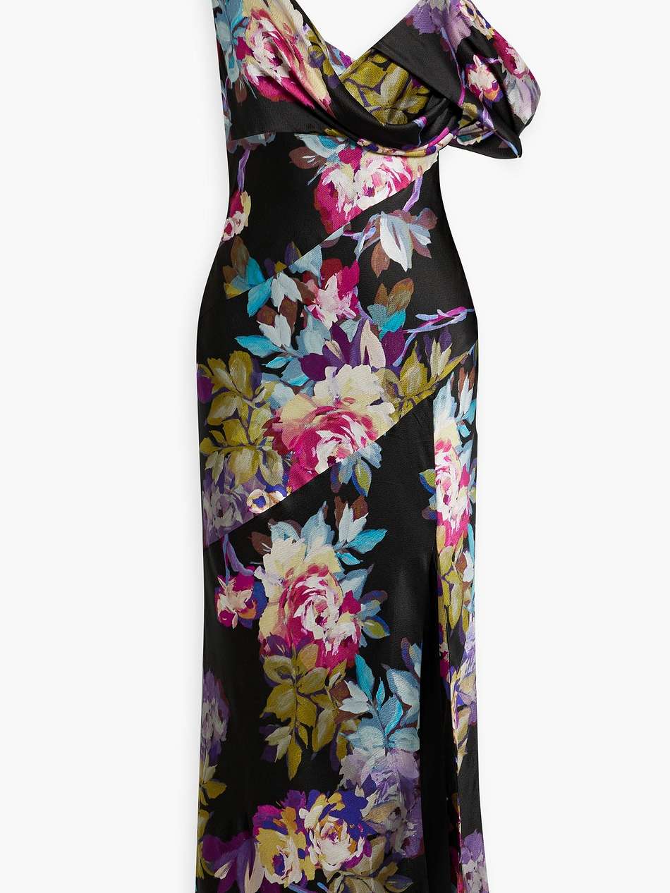 finley draped floral-print satin-crepe midi dress