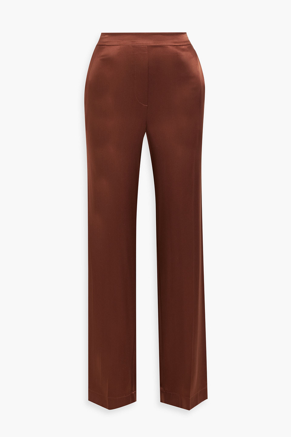 Joseph Tova Silk-satin Straight-leg Pants In Brown