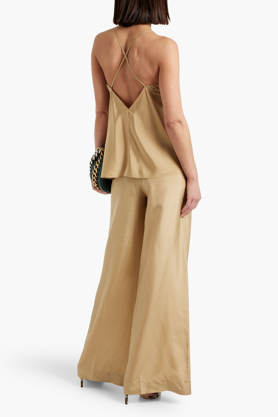 Shop Joseph Thoresby Silk-habotai Wide-leg Pants In Sand