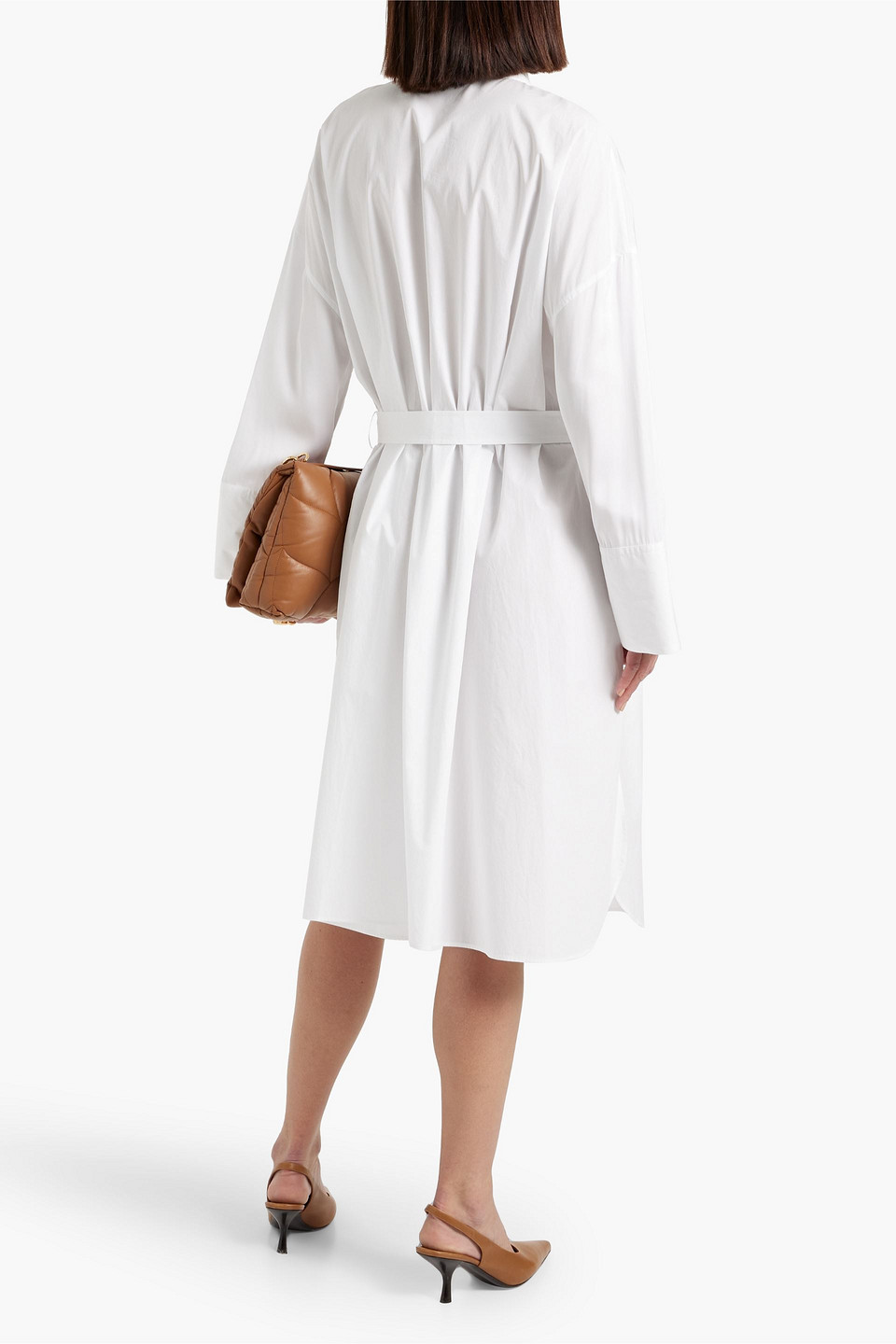 Shop Joseph Darwin Cotton-poplin Midi Shirt Dress In White