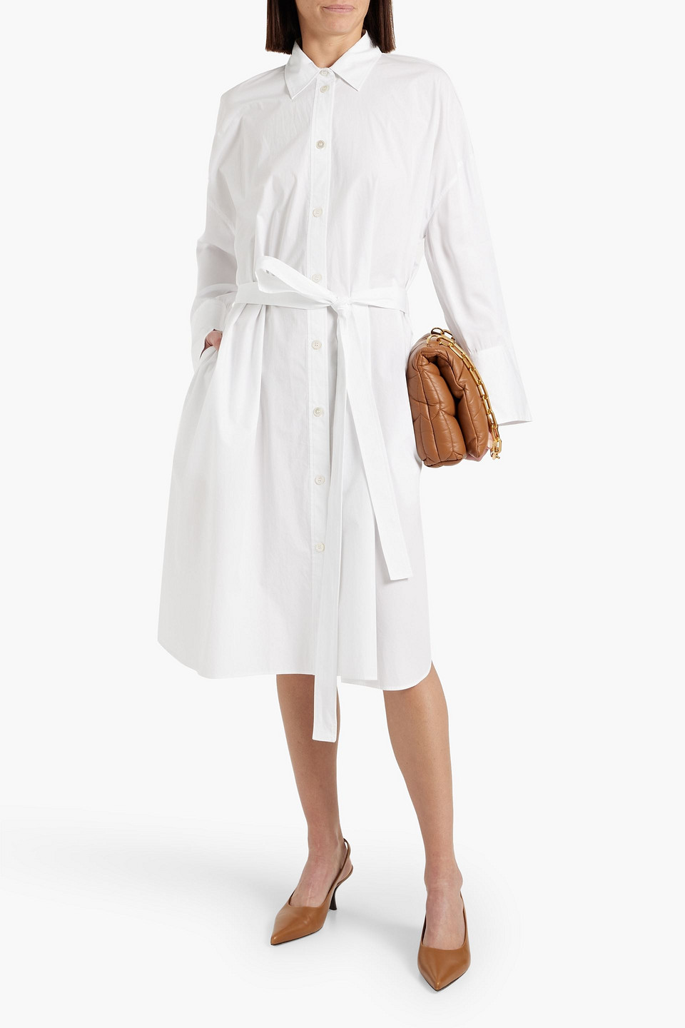 Shop Joseph Darwin Cotton-poplin Midi Shirt Dress In White