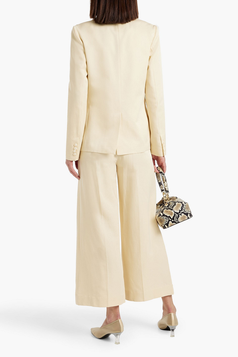 Shop Joseph Belmore Silk And Cotton-blend Blazer In Cream