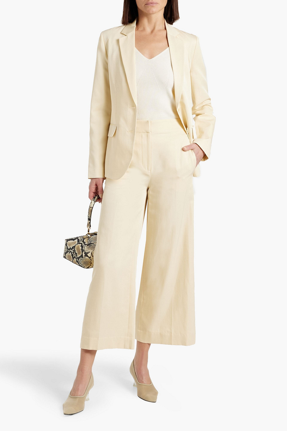 Shop Joseph Belmore Silk And Cotton-blend Blazer In Cream