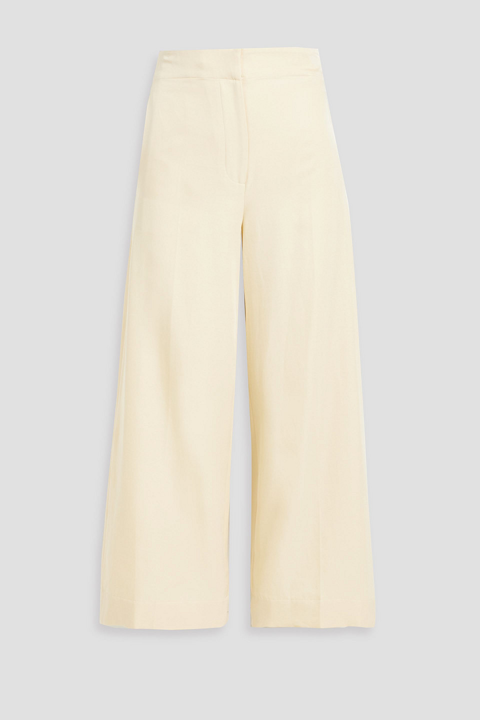 Shop Joseph Thurlow Cropped Silk And Cotton-blend Wide-leg Pants In Cream