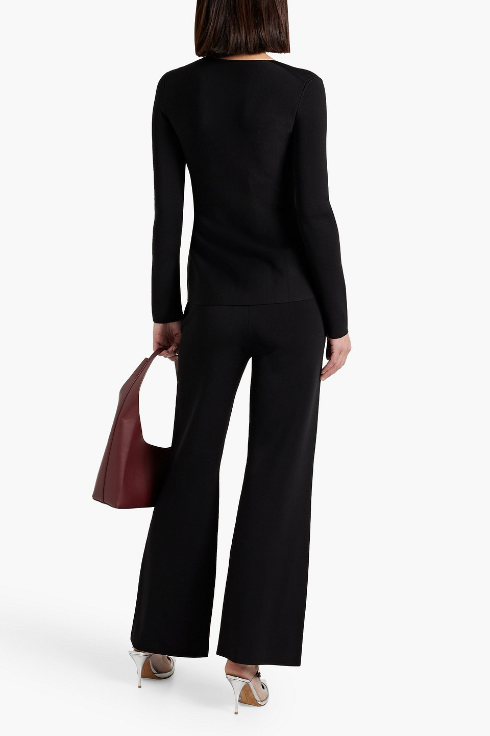 Shop Joseph Milano Stretch-cady Flared Pants In Black