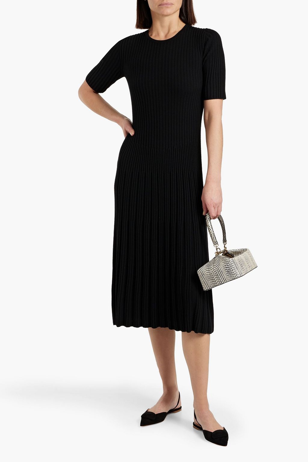 JOSEPH Ribbed merino wool midi dress