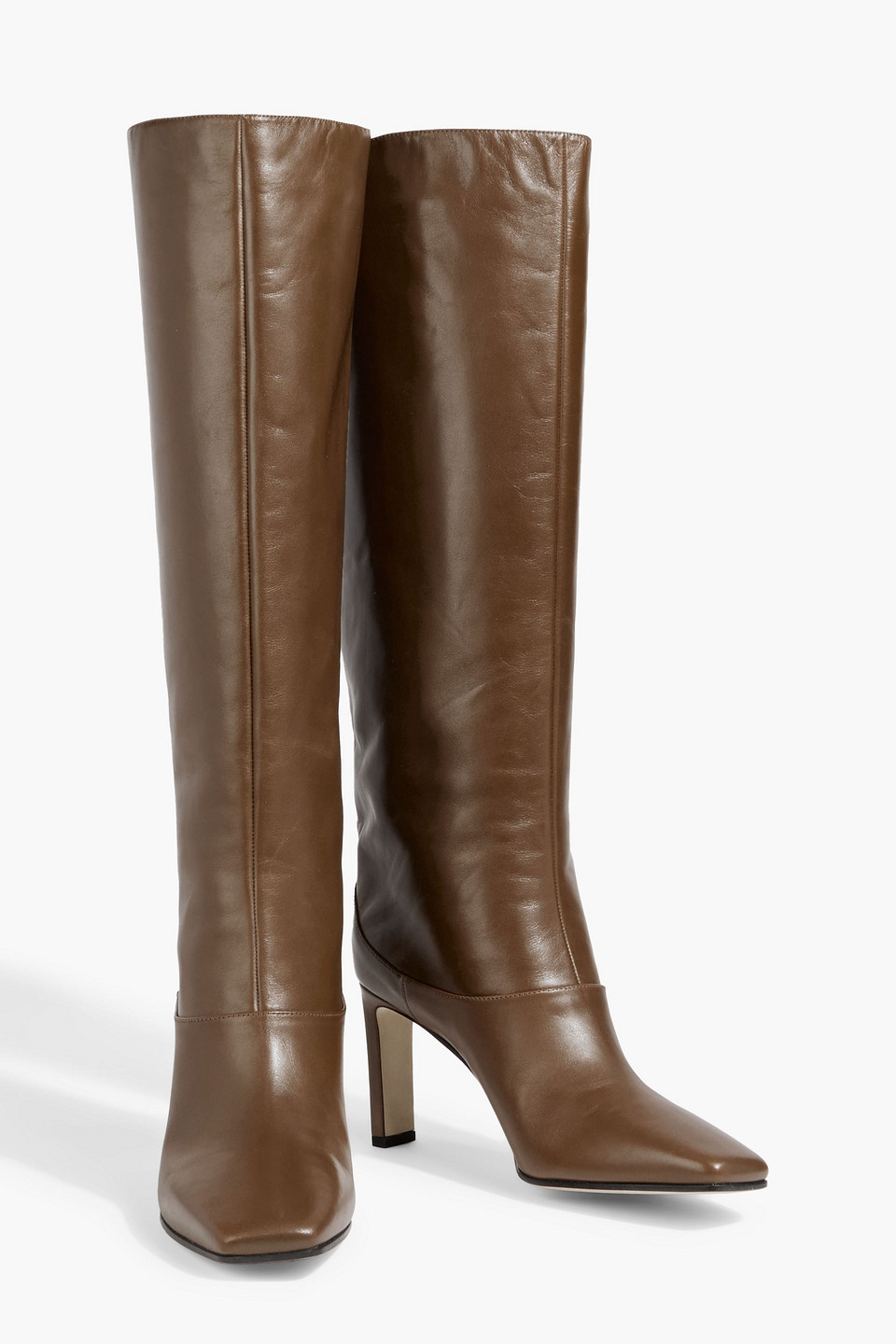 JIMMY CHOO MAHESA 85 LEATHER KNEE BOOTS