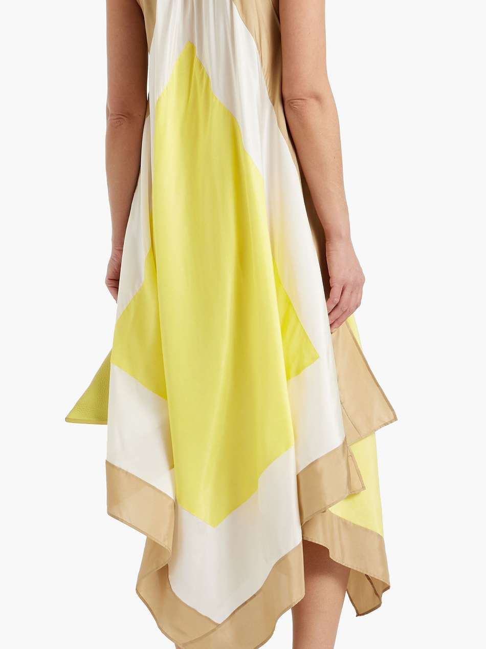 devonshire draped color-block silk-habotai midi dress
