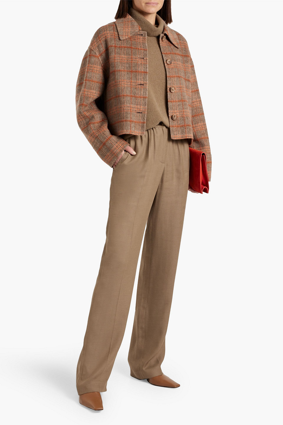 JOSEPH GERRARD CHECKED WOOL-BLEND FELT JACKET