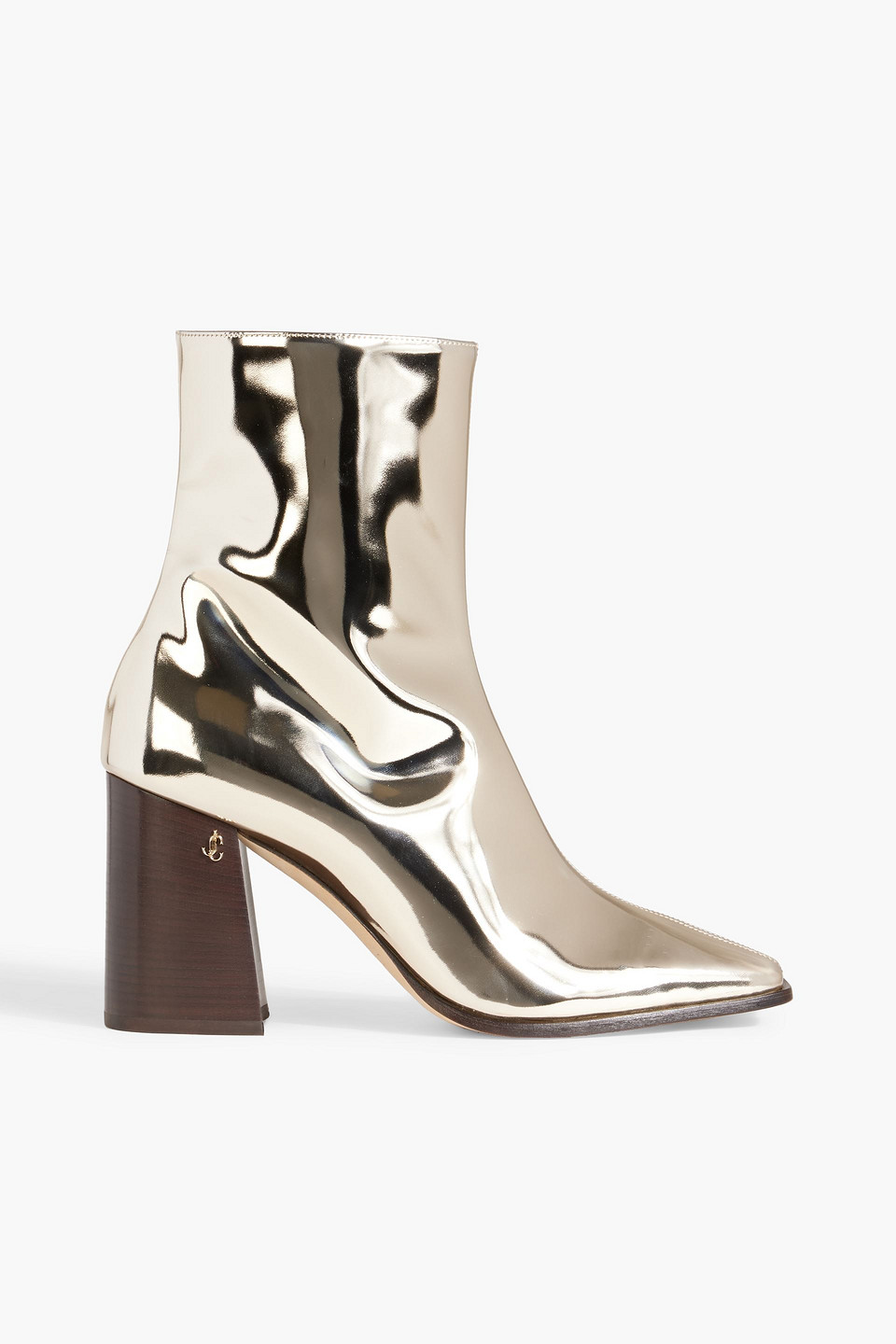 Jimmy Choo Bryelle 85 Mirrored-leather Ankle Boots In Gold