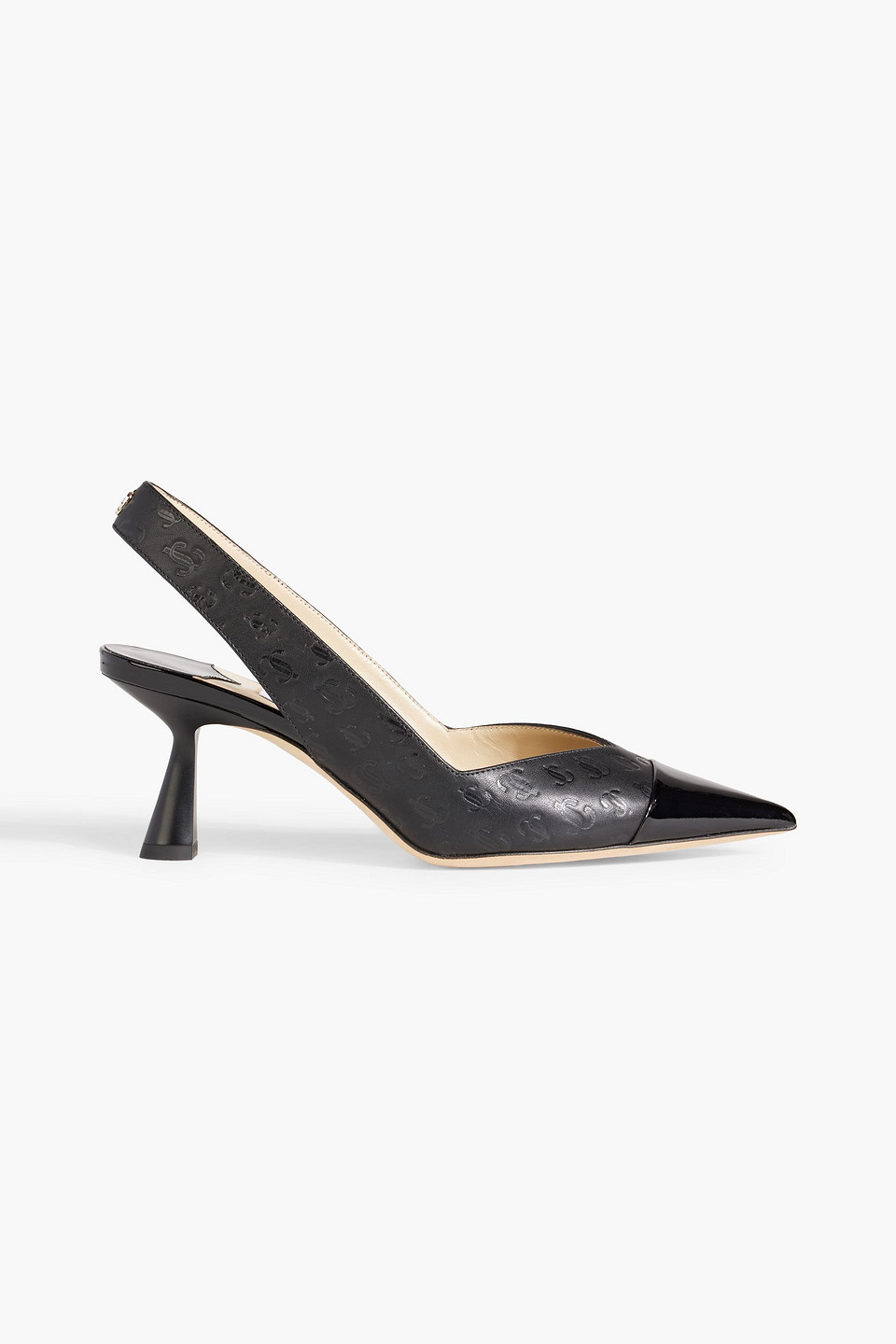 JIMMY CHOO LIYA 65 EMBOSSED SMOOTH AND PATENT-LEATHER SLINGBACK PUMPS