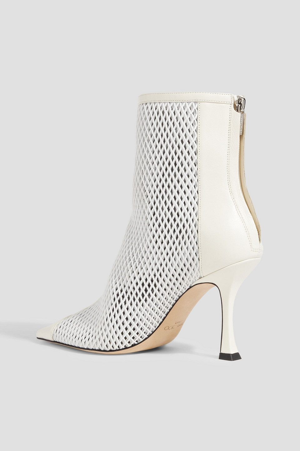 JIMMY CHOO NAIDOO 90 MESH AND LEATHER ANKLE BOOTS