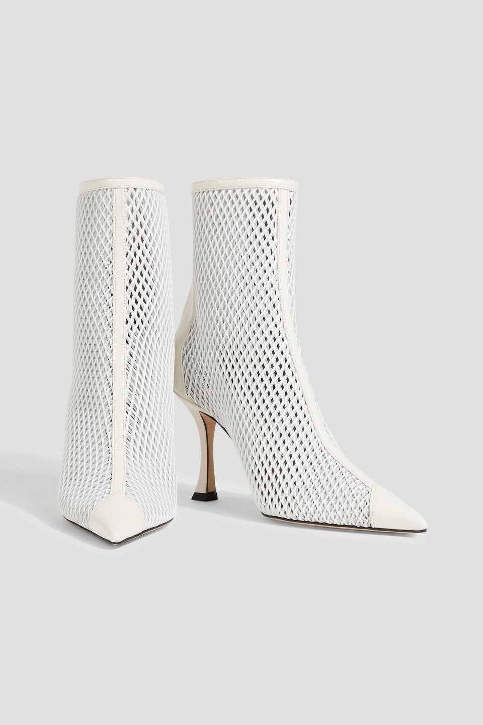JIMMY CHOO NAIDOO 90 MESH AND LEATHER ANKLE BOOTS