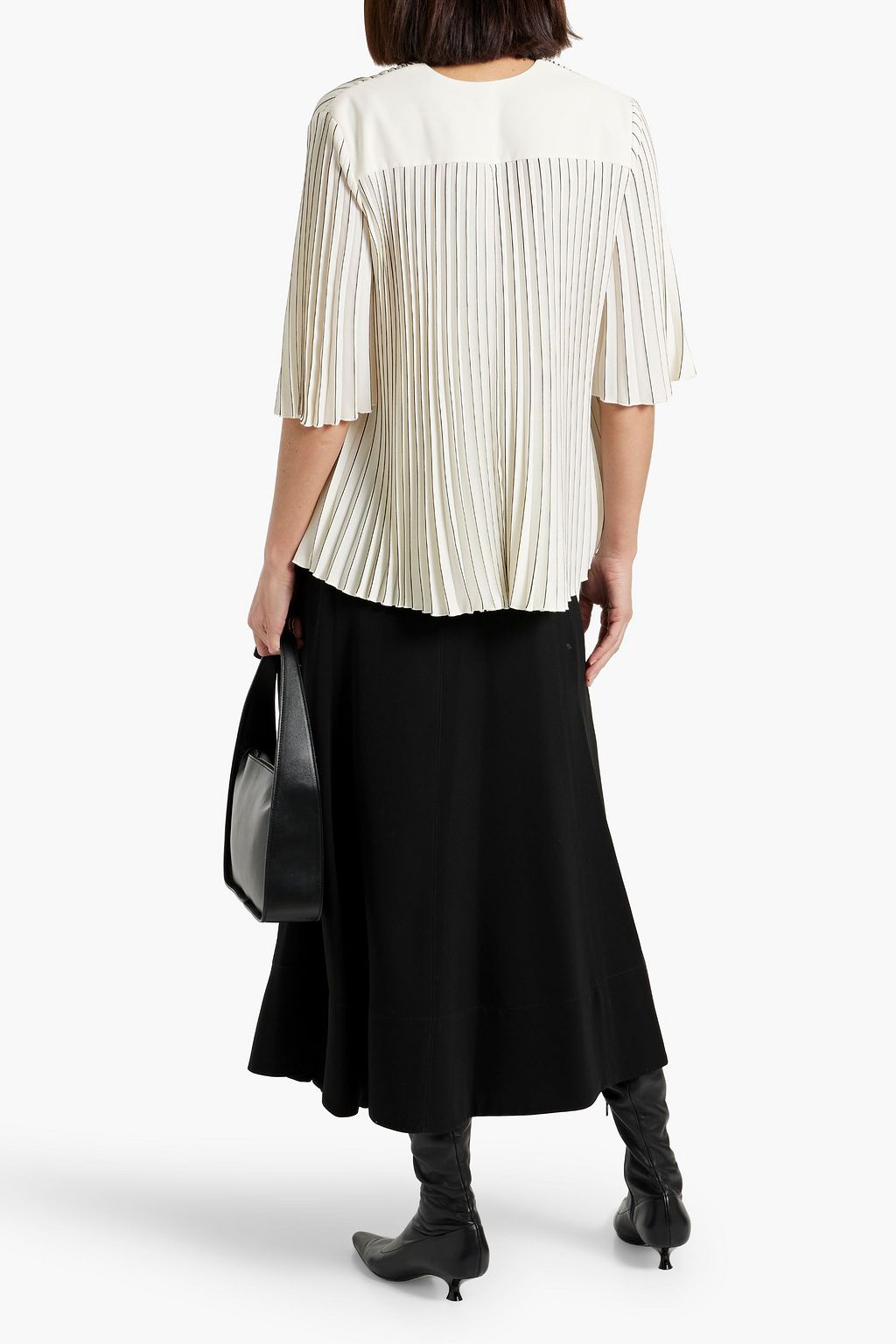 JOSEPH Pellipar pleated striped crepe blouse